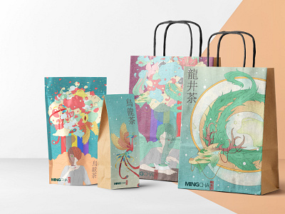 MINGCHA - Tea Packaging branding graphic design illustration packaging visual design