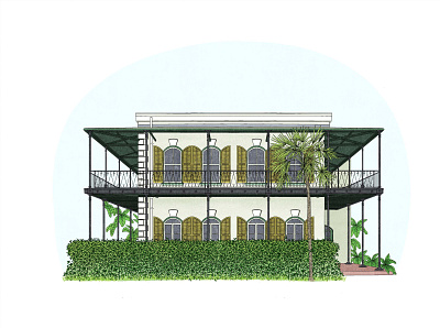 Ernest Hemingway House | Key West Florida architecture digital illustration illustration