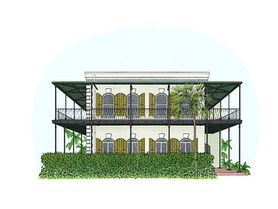 Ernest Hemingway House | Key West Florida architecture digital illustration illustration