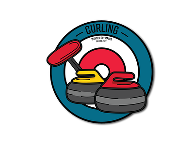 Winter Olympics Curling Badge 2022 design illustration winter olypmics