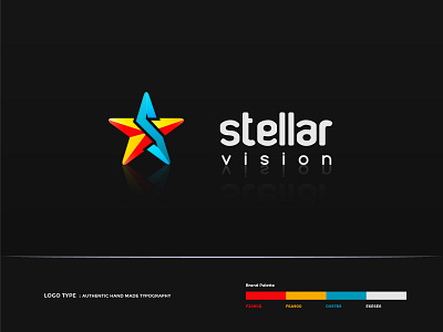 Stellar Vision flat logo design hand lettering modern logo design star stellar tech logo technology