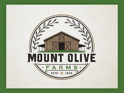 Mount Olive Vintage Logo Design agriculture branding classic custom type design detail drawing farm farms graphic design illustration logo logo design nature olive rustic sketch ui vector vintage design