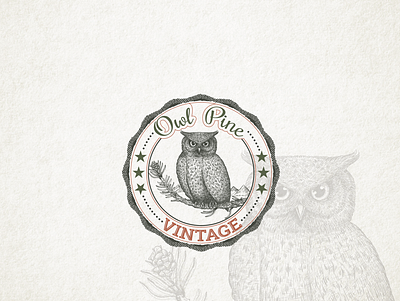 Owl Pine Vintage Logo Design classic hand drawn illustration owl pine timber vector vintage vintage logo wildlife woodsy