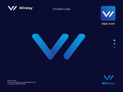 Wirelay logo Concept, W letter logo Concept 3d a b c d e f g h i j k l m n o p app icon branding business logo creative logo design graphic design icon identity illustration letter w lettermark logo logo inspirations modern logo professional logo vector w w letter logo