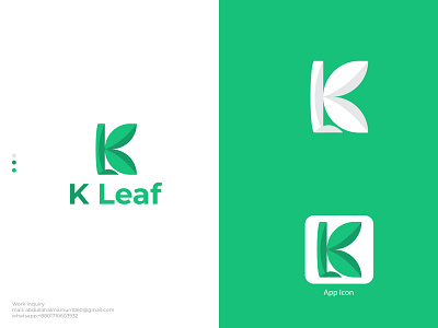 K&L Logo Concept, K Leaf logo,Unused Logo,branding