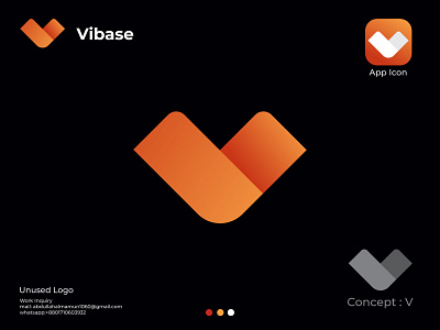 V Logo Concept, Vibase logo,Unused Logo,branding