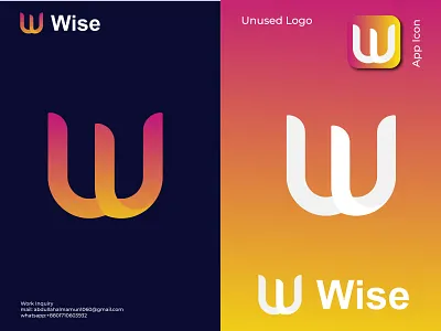 Wise Logo Concept, Unused logo,Branding,letter W 3d a b c d e f g h i j k l m n o p app icon b c f h i j k m p q r u v w y z branding business logo company logo creative design graphic design illustration letter w logo logo inspirations logo mark professional logo typography vector w