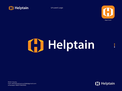 Helptain Logo H Concept,Unused logo,Branding,Negative space logo