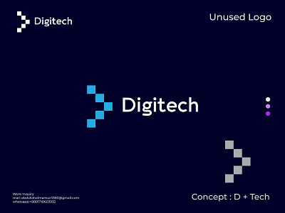 Digitech Logo, Unused logo,Branding,letter D&Tech Concept