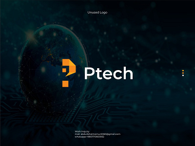 Ptech Logo, Unused logo,Branding,letter P,Tech logo,technology
