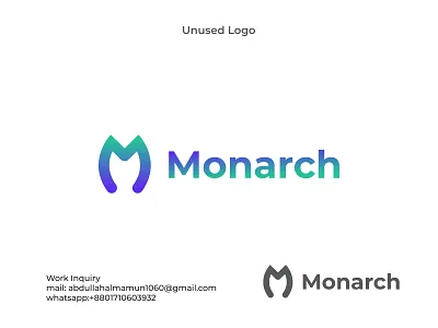 Monarch Logo, Unused logo, Branding,letter M, Brand logo 3d a b c d e f g h i j k l m n app logo branding business logo creative logo design graphic design illustration letter mark logo m m letter o p q r s t w x y z popular typography unusedlogo vector