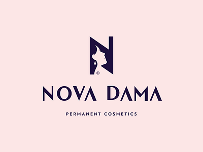 NOVA DAMA© / Permanent Cosmetics brand branding cosmetics design designer face girl icon identity logo logodesign logodesigner mark negative profile space typography woman