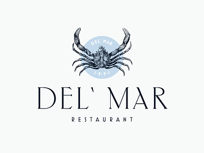DEL' MAR / logo design brand branding crab del mar design designer exlusive food graphic graphic design identity illustration logo logodesigner logotype mark restaurant sea ui vector