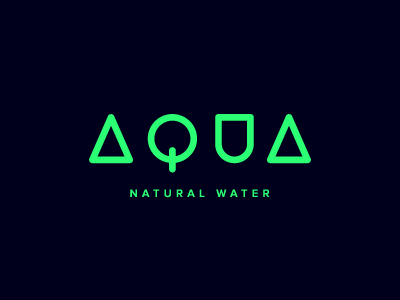 A Q U A / natural water aqua blue form green logo natural path simple tree type typography water