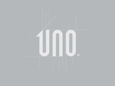 U N O clever digit grey logo number one sign simple tall type typography uno