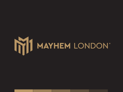 MAYHEM LONDON / logo black double elegant gold logo london m mark mayhem modern sign united