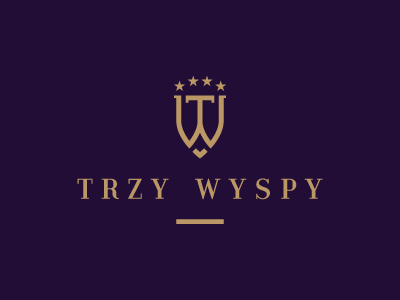 TRZY WYSPY / logo elegant exclusive four gold hotel island logo motel serif shield stars violet