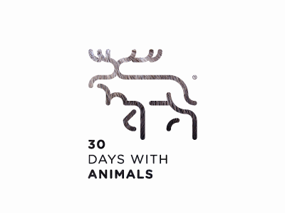 30 days with ANIMALS / Moose animals construction days forest icon logo moose path pictogram set usarek wild