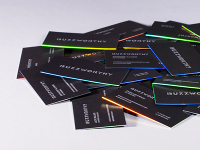 BUZZWORTHY / business cards black business buzzworthy card edge edges elegant holographic hot stamping rainbow silver usarek