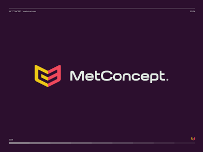 METCONCEPT / steel structures concept construction logo logotype met metal modern red steel structures typography yellow