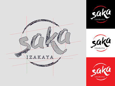 Saka Izakaya / Japanese restaurant black brush food handwriting izakaya japanese logotype red restaurant saka type white