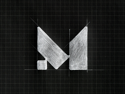 Letter M / sketch on the grid black construction design designer geometry grid letter logo logodesigner m mark sign simplicity sketch white