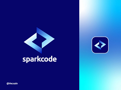 Sparkcode Logo Mark abstract app brand identity branding coding design gradient icon logo logos modern logo software logo spark startup vector