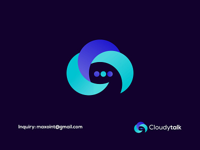 Cloudy Chat Logo Design - Cloud + Chat Logo Mark branding chat talk chatting logo cloud conversation design gradient icon illustration logo logo mark modern logo monogram startup vector