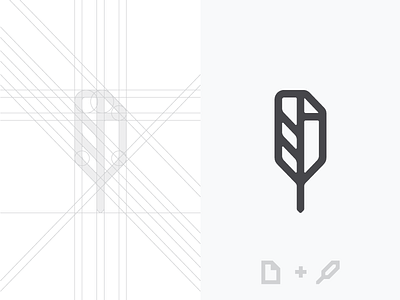 Document + Quill construction document feather grid logo logo designer mark nda paper pen quill signature