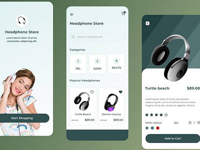 Headphone Store App UI app design graphic design icon typography ui ux