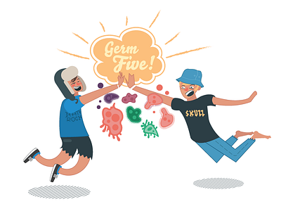 Germ High Five boys germs high five high five illustration two kids vector