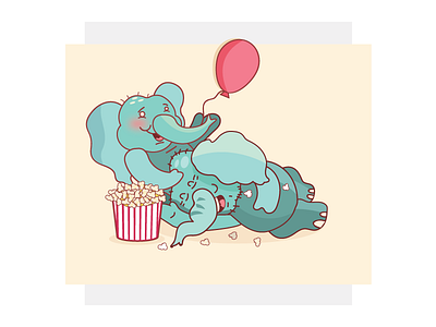 Elephant Love elephant illustration love popcorn valentines day vector