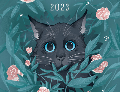 Cat calendar cover book book cover cat cover digital illustration photoshop