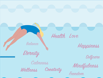 Girl jumps from a springboard into a pool of water. blue dive girl jump love mindfulness pool selfcare side water