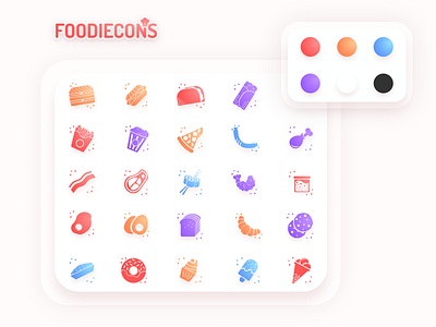 Foodiecons - glyph icon set app branding design icon icons illustration logo set vector web