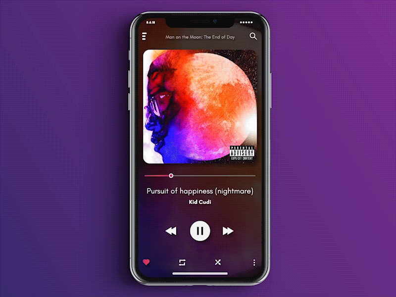 Music Player App Concept app concept cudi ios iphone moon motion music play player ui ux