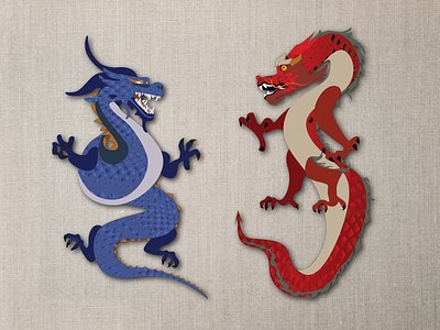 Red and blue dragons illustration adobe illustrator art character design dragon illustration vector