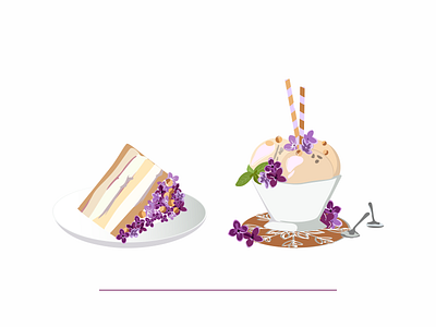 Desserts with flowers adobe illustrator deserts design flowers food illustration graphic design illustration vector