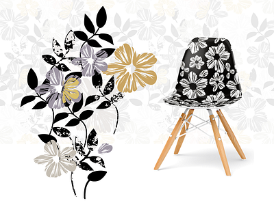 Botanical design for chairs botanical illustration design floral print flowers illustration interior pattern design textile design vector