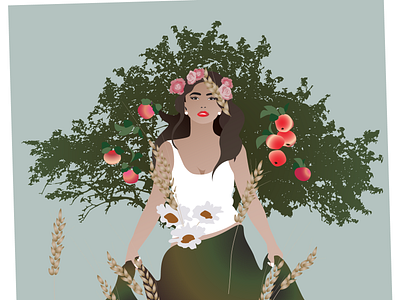 The woman is the goddess of fertility adobe illustrator character earth element illustration metaphorical cards nature vector woman