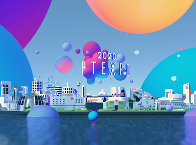 2020PTEXPO 3d art blender bubbles city illustration