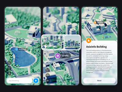 AsiaInfo 5G City App 3d art app design blender illustration iphone 12 mobile uidesign ux