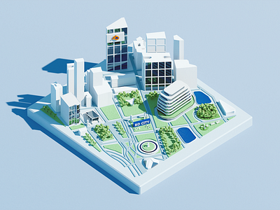 Mini City for Blender 3d art 3dmap blender city clean flat hometown illustration map roadmap wantline