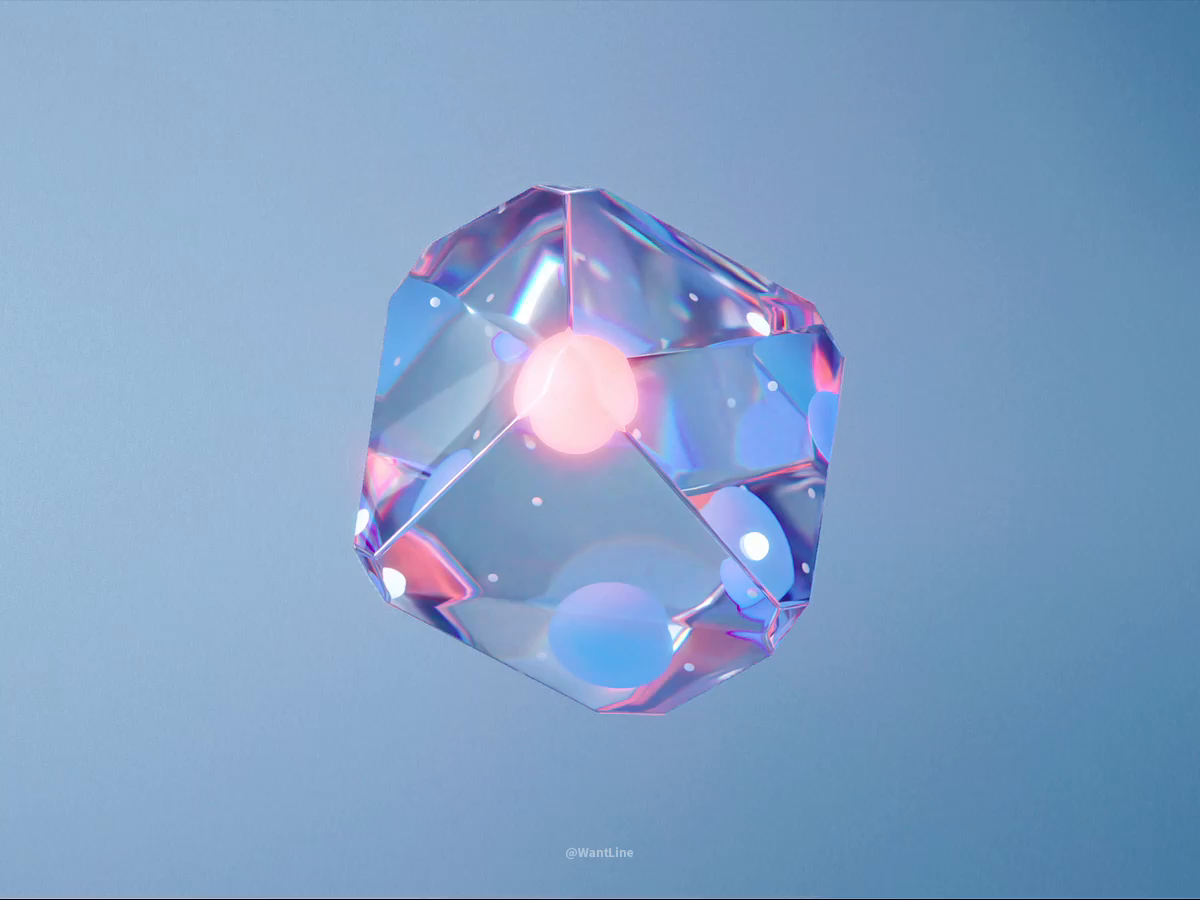 A gem full of hope 3d art abstract blender clean cube flat gem gemstone geometry glassy gradient hope icon wantline