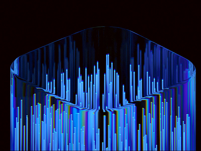 Data transmission 3d art abstract blender blue clean data glassy particle transmission wantline