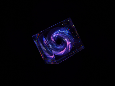 Cube galaxy-429 3d animation 3d art blender blue cube galaxy glassy illustration octane particle wantline