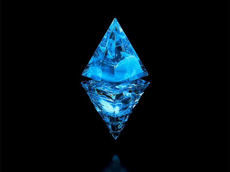 ETH100-007 3d abstract animation blender blue btc cryptal diamond eth ethereum glass glossy illustration nft wantline