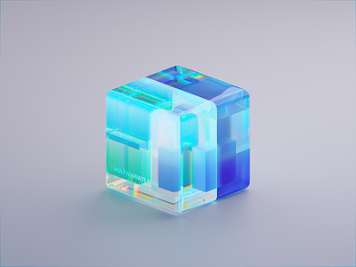Multivariate Cube #002 3d blender blue clean cube glass glossy icon illustration nft transmission wantline
