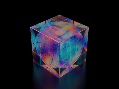 Multivariate Cube #312 3d abstract animation blender cube glass glossy motion graphics nft transmission wantline