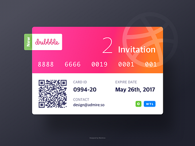 2 Dribbble Invite card clean design dribbble invitation invitations invite invites ticket ui